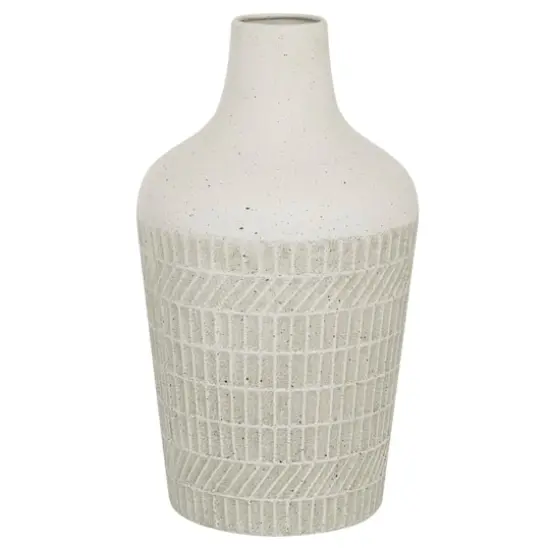 White Metal Contemporary Style Vase, 13" x 8" x 8" {1}