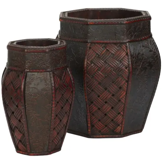 Wood & Weave Panel Decorative Planters, 2ct. {1}