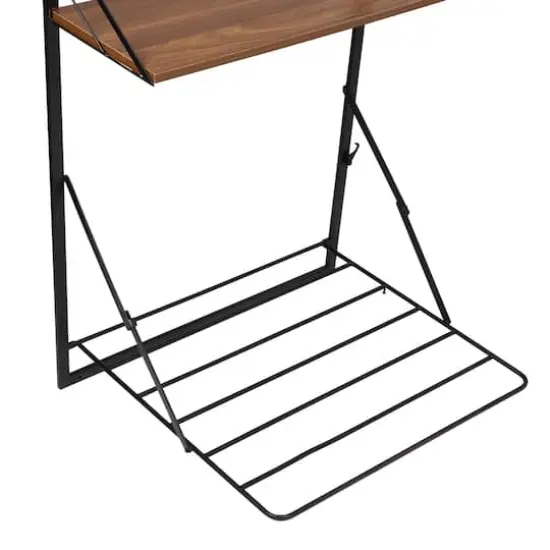 Honey Can Do 31" Black & Walnut Collapsible Wall-Mounted Clothes Drying Rack with Shelf {6}