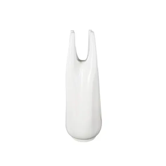 22" White Abstract 4-Opening Ceramic Vase {7}
