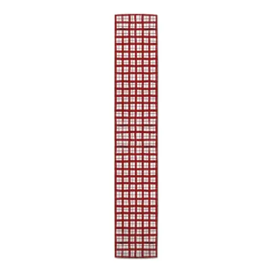90" Red & White Plaid Poly Twill Runner {1}