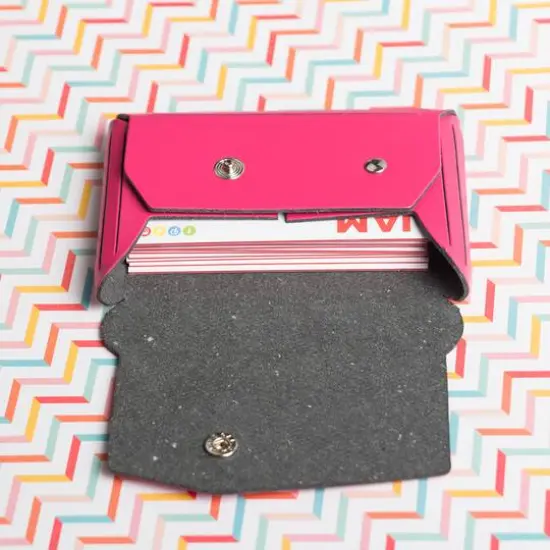  JAM Paper Italian Leather Business Card Holder Case with Angular FlapFuchsia Pink {7}