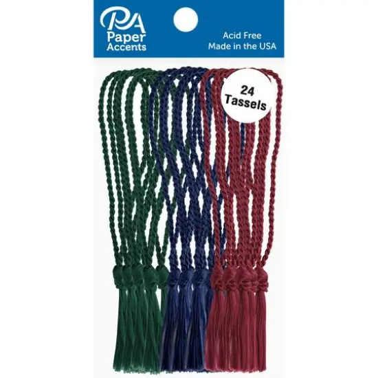 PA Paper&trade; Accents Dark Green, Navy & Maroon Tassels, 24ct. {1}