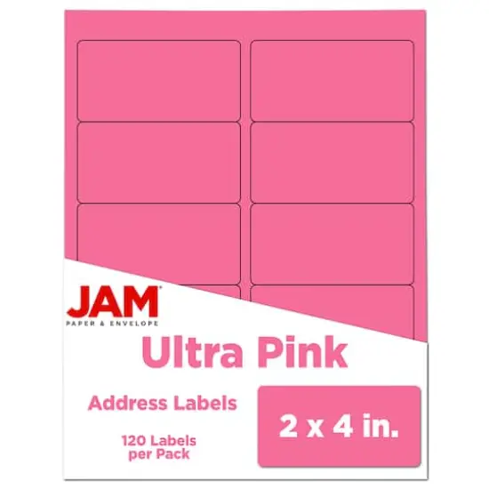 JAM Paper Standard Address Labels, 120ct. Ultra Pink {1}