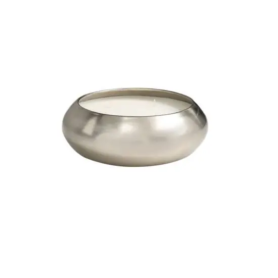 Sweet Bamboo Scented 4-Wick Candle in Wide Silver Bowl {3}