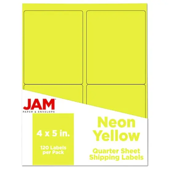 JAM Paper Extra Large Shipping Address Label Stickers Neon Yellow {1}