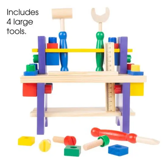 Toy Time Kids Wood Tabletop Workbench & Tool Set {4}