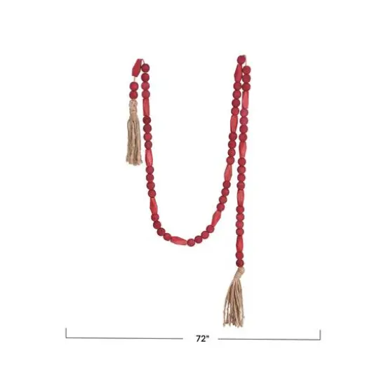 Hello Honey® 6ft. Burgundy Paulownia Wood Beads & Jute Tassels Garland {5}