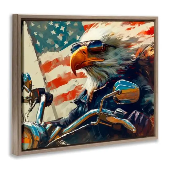 Stupell Industries Patriotic Bald Eagle Floater Framed Art Brown {4}