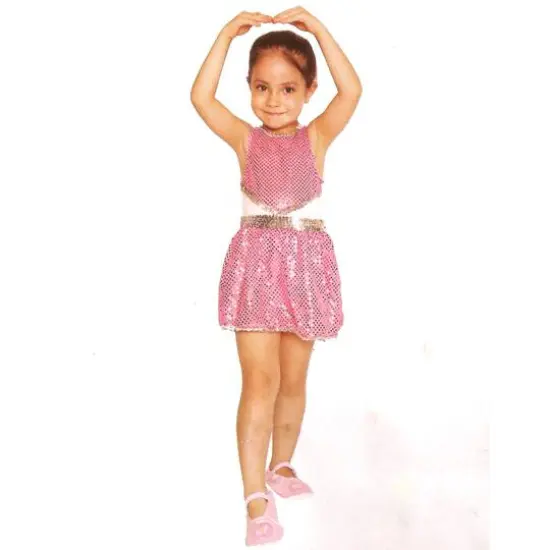 Large Pink & Silver Ballerina Girl's Costume {1}