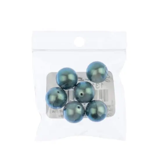 Preciosa Maxima 12mm Pearlescent Round Nacre Pearl, 6ct. Blue {3}