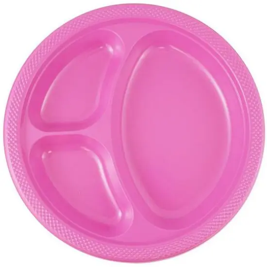 JAM Paper 10.25" Divided Plastic Party Plates, 20ct. Hot Pink {1}