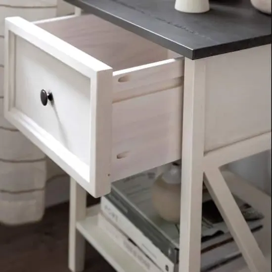 Walker Edison 19" 1-Drawer Wood Side Table Grey / White Wash {6}