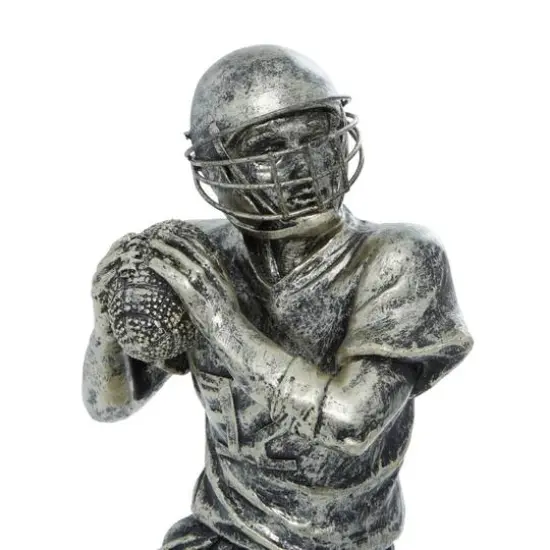 Silver Polystone Sculpture, Baseball Player 16" x 6" x 6" {6}
