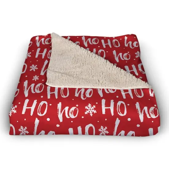 Ho Ho Ho Pattern Sherpa Fleece Blanket {3}