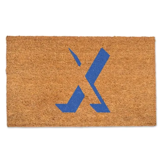Blue Shadow Monogram Natural Coir Doormat X {1}