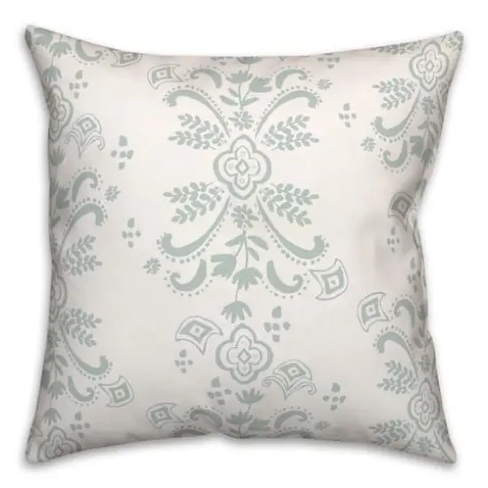 Floral Crest Throw Pillow Green {1}