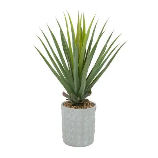 38" Green Faux Foliage Agave Artificial Plant With Gray Ceramic Pot {6}