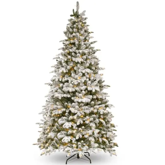 9ft. Pre-Lit Feel Real&reg; Snowy Everest Fir Medium Artificial Christmas Tree, Clear Lights {1}