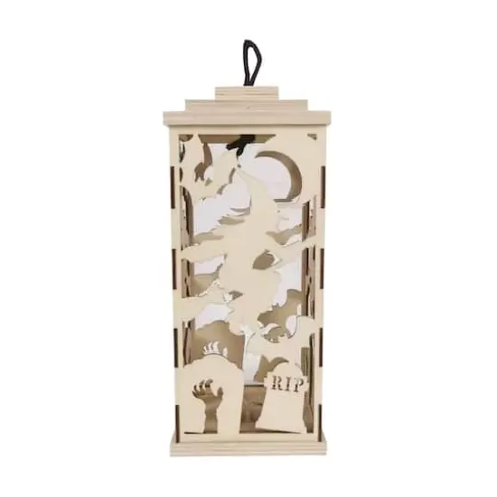 10" DIY LED Witch Wood Lantern D&eacute;cor by Make Market&reg; {1}