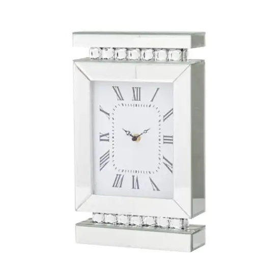 Silver MDF Glam Clock, 14" x 8" x 3" {1}