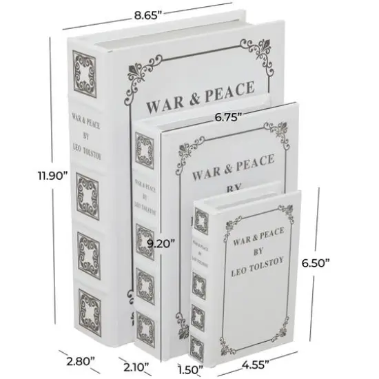 Off White Faux Leather Faux Book Box Set {7}