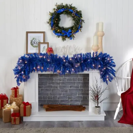 6ft. LED Blue Christmas Garland {4}