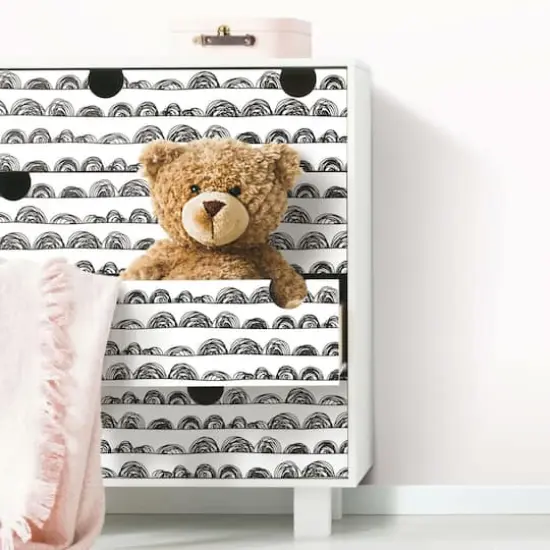 RoomMates Doodle Scallop Peel & Stick Wallpaper Black {6}