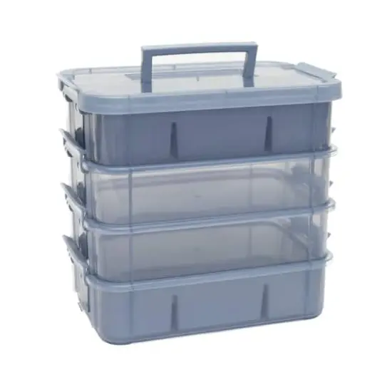 Everything Mary Four Tray Plastic Storage Organizer Blue {1}