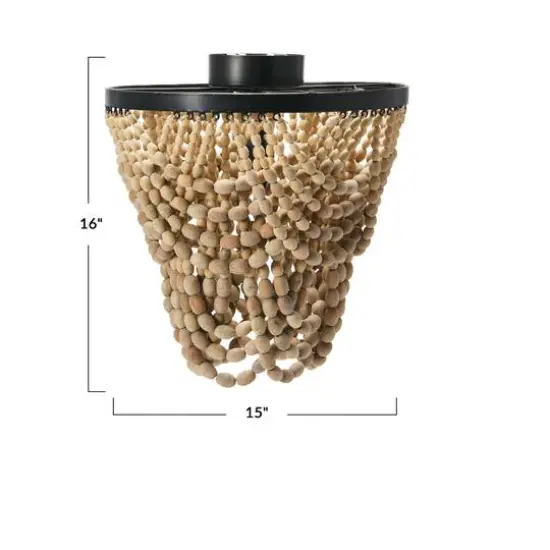 Hello Honey&reg; 2-Tier Draped Wood Bead Semi-Flush Mount Ceiling Light Natural {6}