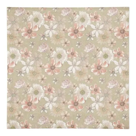Watercolor Florals Cotton Twill Napkin Tan {1}