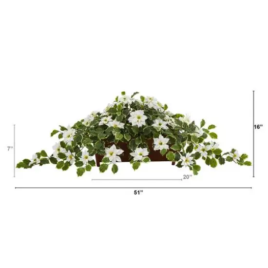 51&rdquo; White Poinsettia & Variegated Holly Artificial Plant in Decorative Planter {3}
