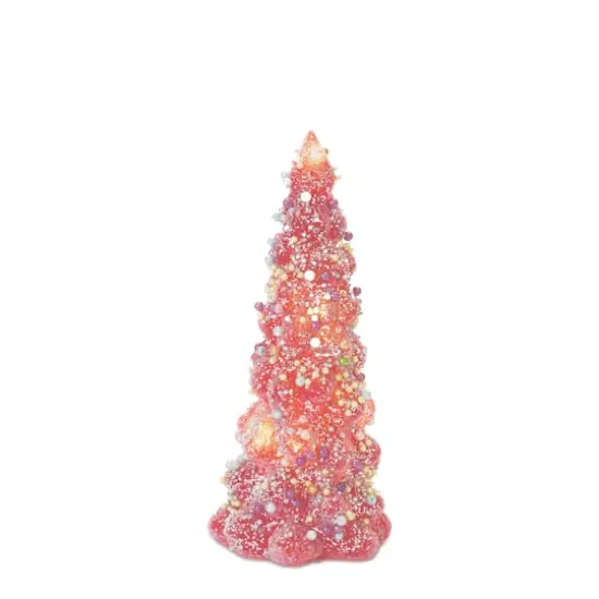 Glass LED Tree with Rainbow Pearl Ornaments Set {4}