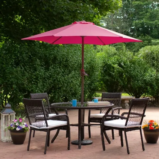 7.5ft. Outdoor Patio Market Umbrella with Hand Crank Pink {3}