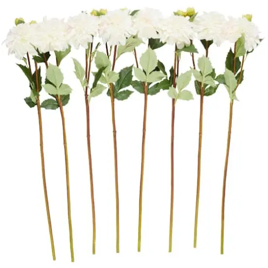 30" White Dahlia Artificial Flower Stem, 8ct. {1}