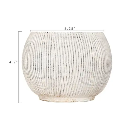 Hello Honey&reg; 5" Distressed Cream Fluted Texture Terra Cotta Planter {5}