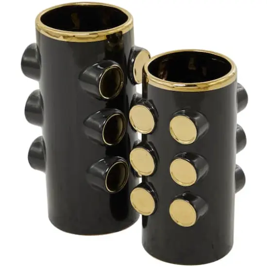 Black Ceramic Contemporary Vase, Set of 2 {3}