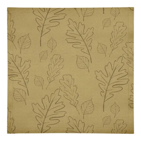 Mustard Yellow Large Leaf Pattern Cotton Twill Napkin {1}