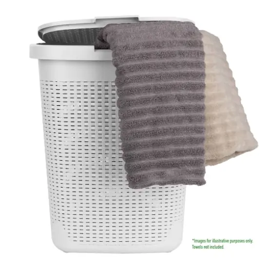 Mind Reader 21'' Hamper Laundry Basket with Cutout Handles White {5}