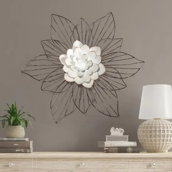 Fetco Leith Layered Floral Metal Wall Art {6}