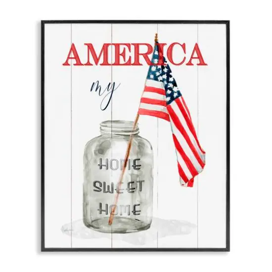 Stupell Industries America My Home Sweet Home Patriotic Country Flag Framed Giclee Art Black {1}