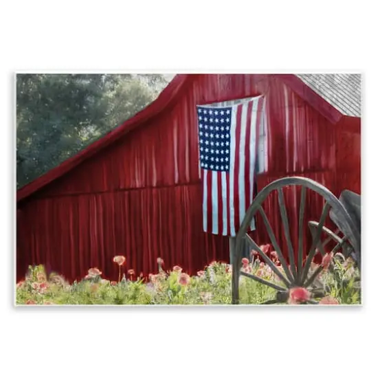 Stupell Industries Red Barn with American Flag Wall Plaque Art {1}