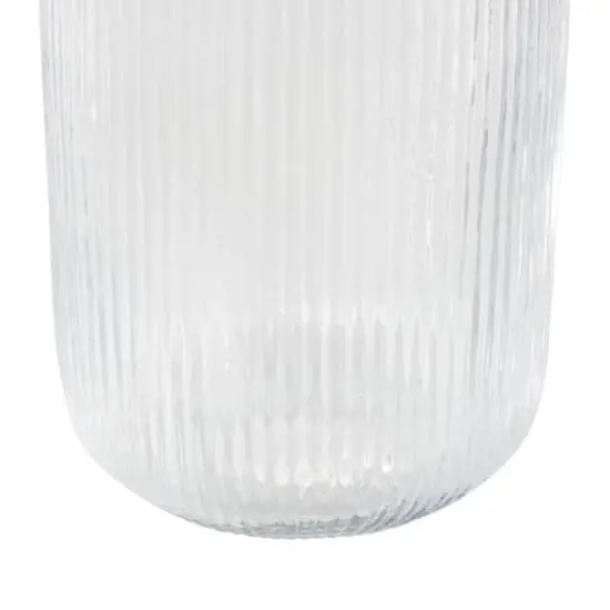 14" Clear Glass Ribbed Decorative Vase {5}