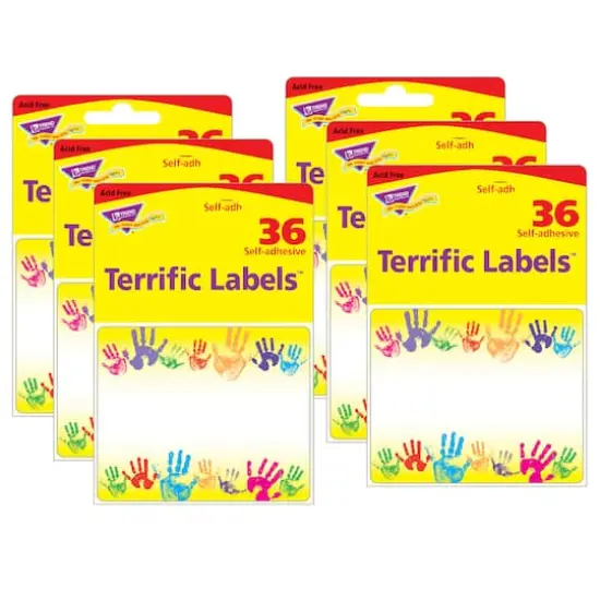 Trend Enterprises&reg; Rainbow Handprints Terrific Labels&trade;, 6 Packs of 36 {1}