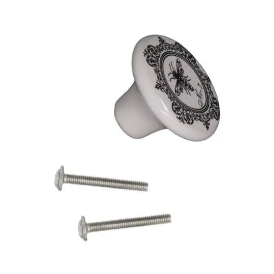 Dritz&reg; Black & White Ceramic Classic Bee Knob, 6ct. {6}