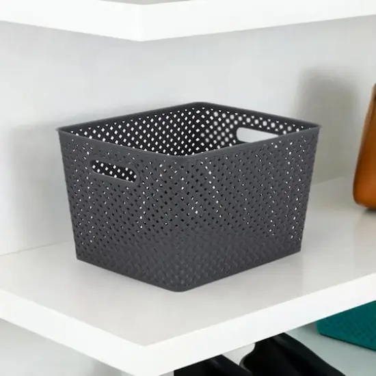 Simplify Large Wicker Storage Bin Gray {7}