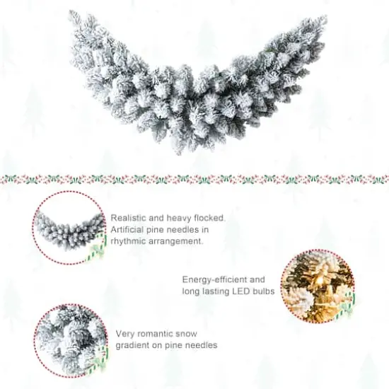 Glitzhome&reg; 36" Pre-Lit Snow Flocked Christmas Swag with LED Lights {8}