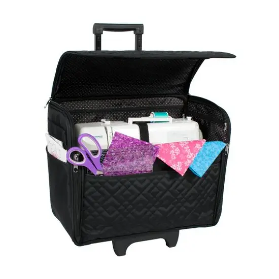 Everything Mary Black Rolling Sewing Machine Tote {7}