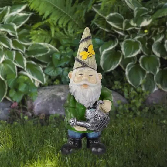 15.5" Gnome with Watering Can Outdoor Garden Statue {3}