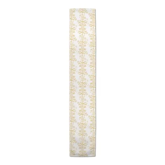 90" Floral Crest Cotton Twill Table Runner Yellow {4}